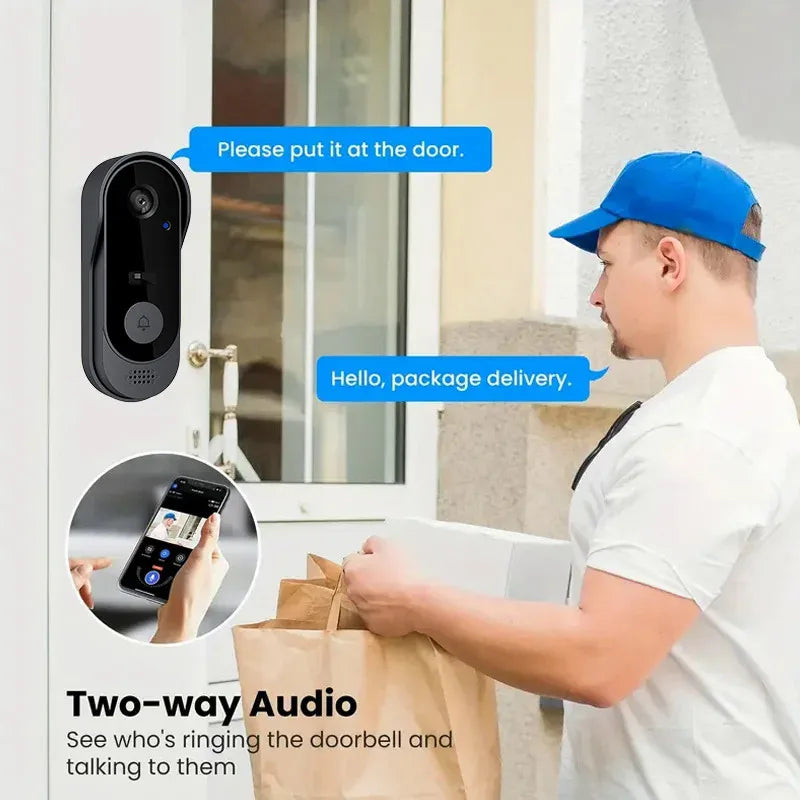 ¡Dale un toque de tecnología avanzada y seguridad a tu entrada! El Timbre Inalámbrico Tuya con cámara HD, Wifi, Intercomunicador de Seguridad, Visión Nocturna y Comunicación Bidireccional. Resistente al agua.