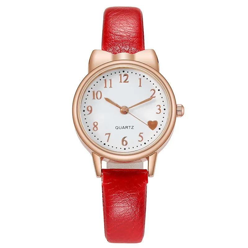 Nuevo reloj de moda para niños con esfera digital, reloj de cuarzo con correa de cuero, reloj de regalo para niñas (sin caja)