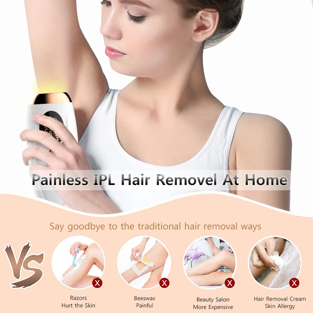 Depiladora Láser Permanente 999,999 Flashes ✨Luce una piel suave y libre de vello con esta máquina profesional de depilación láser indolora, diseñada especialmente para mujeres que buscan resultados duraderos.