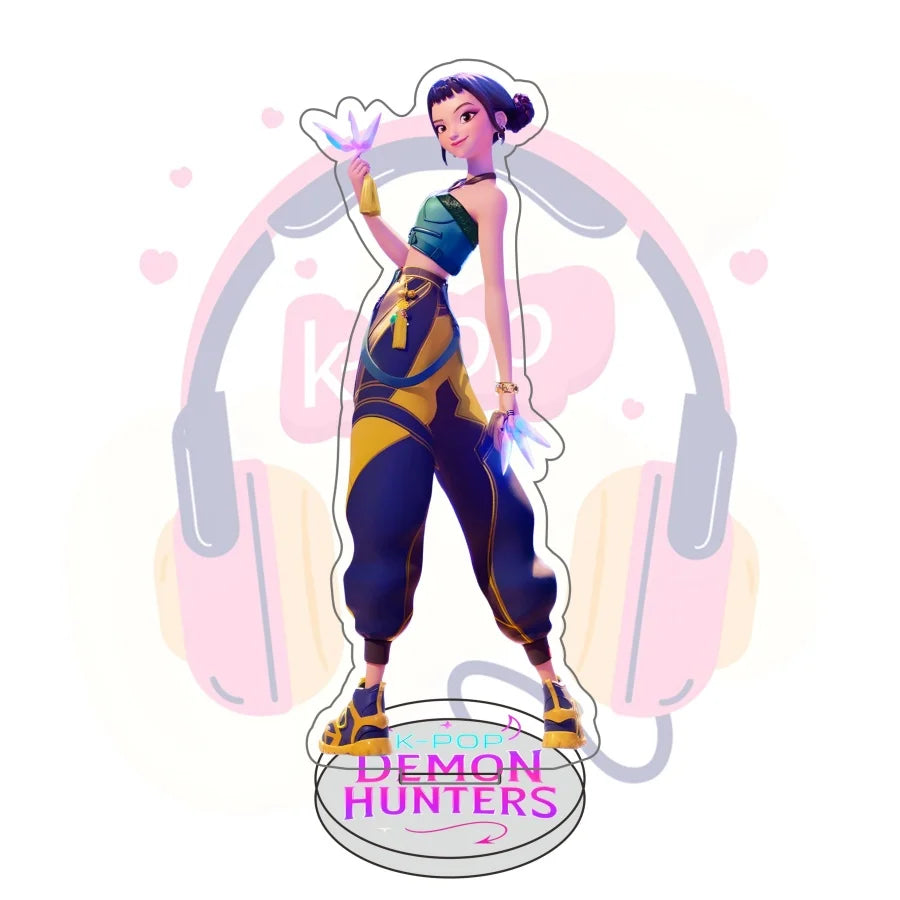 Figura Acrílica de Anime/K-Pop Demon Hunters | Soporte decorativo original para mesa, ideal para exhibir personajes favoritos. Perfecto para coleccionistas y fanáticos que buscan un toque único en su espacio.
