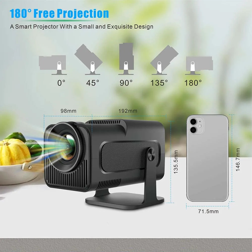 Disfruta tus películas y series favoritas desde cualquier ángulo con el Proyector Portátil 4K HD 1080P Nativo (2025). Con WiFi dual y sistema Android integrado, tendrás entretenimiento ilimitado en la palma de tu mano.