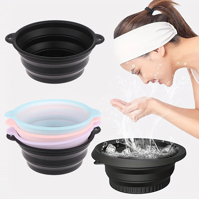 Disfruta de un cuidado facial refrescante en cualquier lugar con este bowl de hielo facial plegable de silicona.