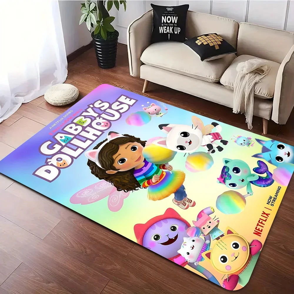 Alfombra Disney MINISO Casa de muñecas Gabbys para dormitorio, sala de estar, juego infantil, distintos tamaños.