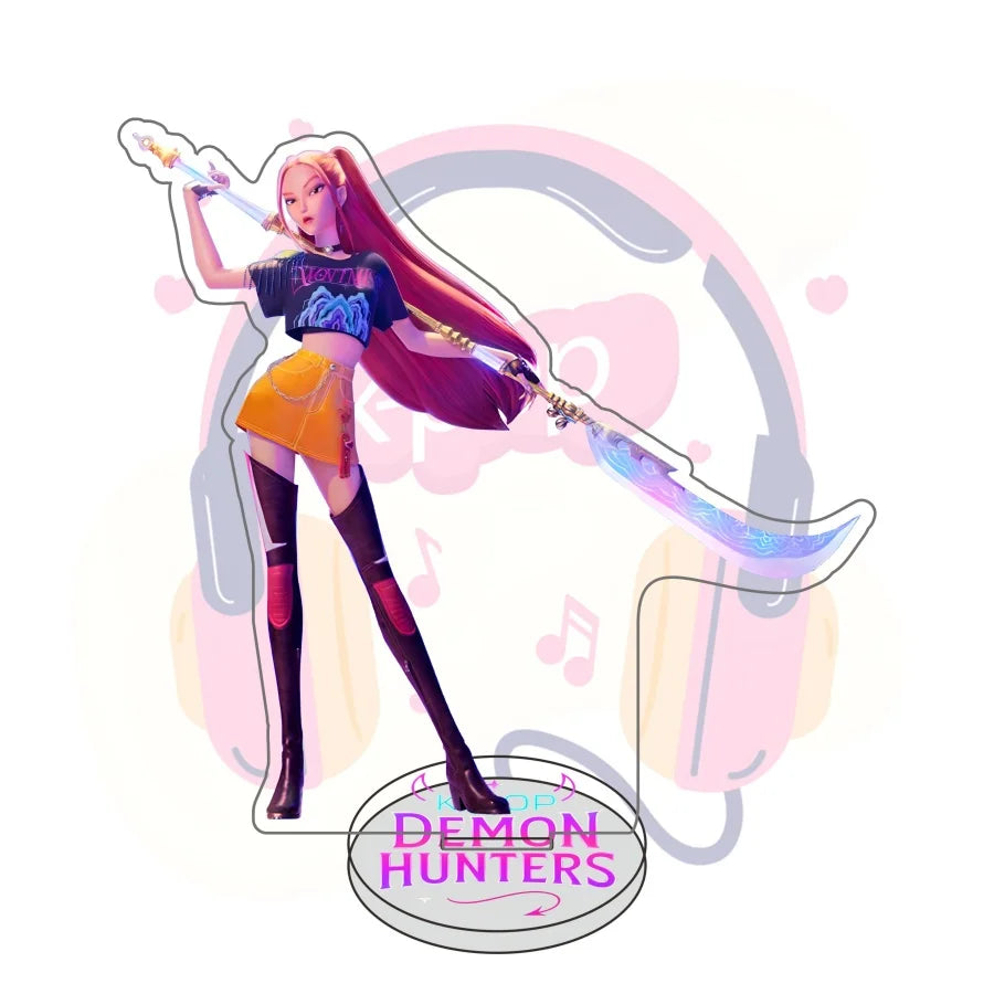 Figura Acrílica de Anime/K-Pop Demon Hunters | Soporte decorativo original para mesa, ideal para exhibir personajes favoritos. Perfecto para coleccionistas y fanáticos que buscan un toque único en su espacio.