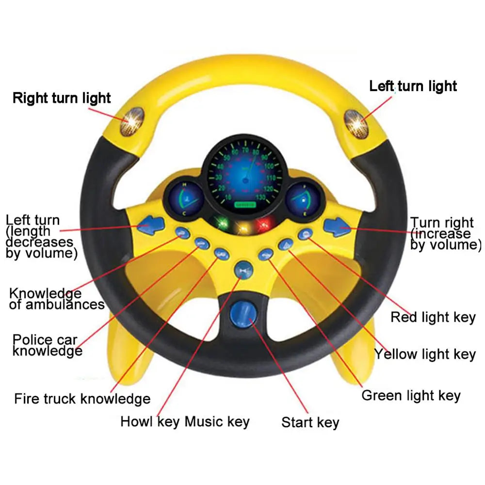Volante de Conducción Eléctrico para Niños | Juguete educativo con luces y sonidos realistas que simula la experiencia de manejar. Portátil, divertido y perfecto como regalo para pequeños copilotos, estimulando la imagin