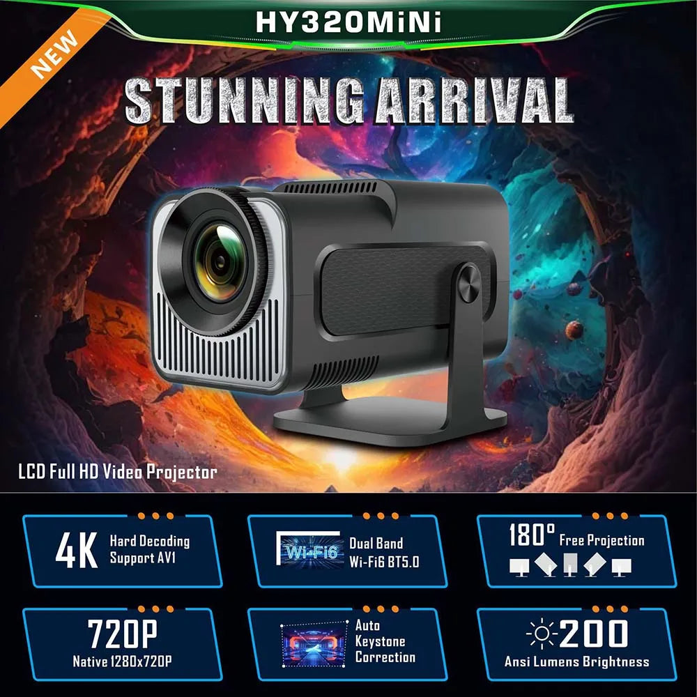 Disfruta tus películas y series favoritas desde cualquier ángulo con el Proyector Portátil 4K HD 1080P Nativo (2025). Con WiFi dual y sistema Android integrado, tendrás entretenimiento ilimitado en la palma de tu mano.