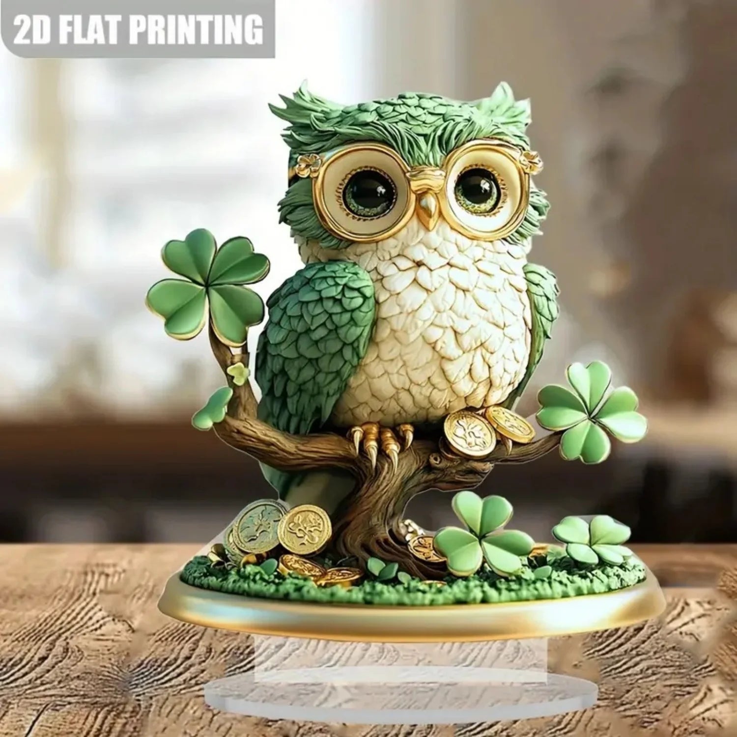 “Figura Acrílica 2D de Búho sobre Rama | Adorno Decorativo para Escritorio, Hogar, Estudio u Oficina. Perfecta para Exhibidores, Mesas y Como Regalo Original.”