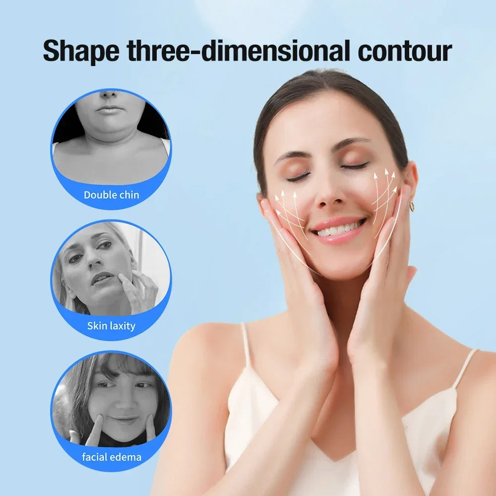 🔥 Masajeador Facial EMS | Reduce Doble Barbilla & Lifting en V. Redefine tu rostro y di adiós a la doble barbilla con este cinturón reafirmante facial. Gracias a la tecnología EMS de microcorriente, la vibración de est