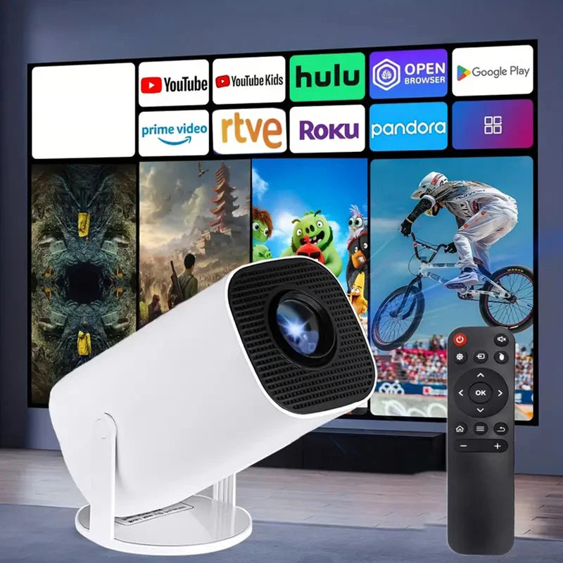 Fácil de conectar, El nuevo Proyector Android 11 WiFi 6 2025, incorpora Bluetooth 5.0.Compatible con 1080P, video 4K, proyector de películas portátil para exteriores con Bluetooth 5.0