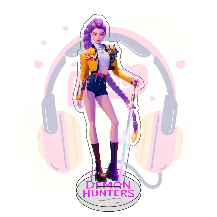 Figura Acrílica de Anime/K-Pop Demon Hunters | Soporte decorativo original para mesa, ideal para exhibir personajes favoritos. Perfecto para coleccionistas y fanáticos que buscan un toque único en su espacio.
