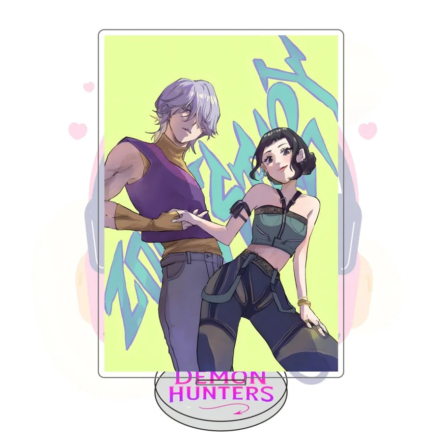 Figura Acrílica de Anime/K-Pop Demon Hunters | Soporte decorativo original para mesa, ideal para exhibir personajes favoritos. Perfecto para coleccionistas y fanáticos que buscan un toque único en su espacio.