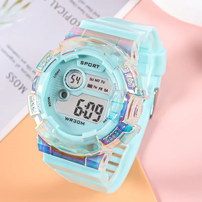 Relojes digitales LED Luminoso de moda para niños y niñas, estudiantes, reloj deportivo con alarma.
