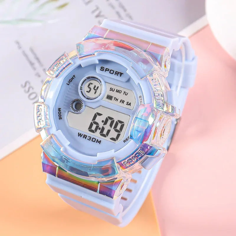 Relojes digitales LED Luminoso de moda para niños y niñas, estudiantes, reloj deportivo con alarma.