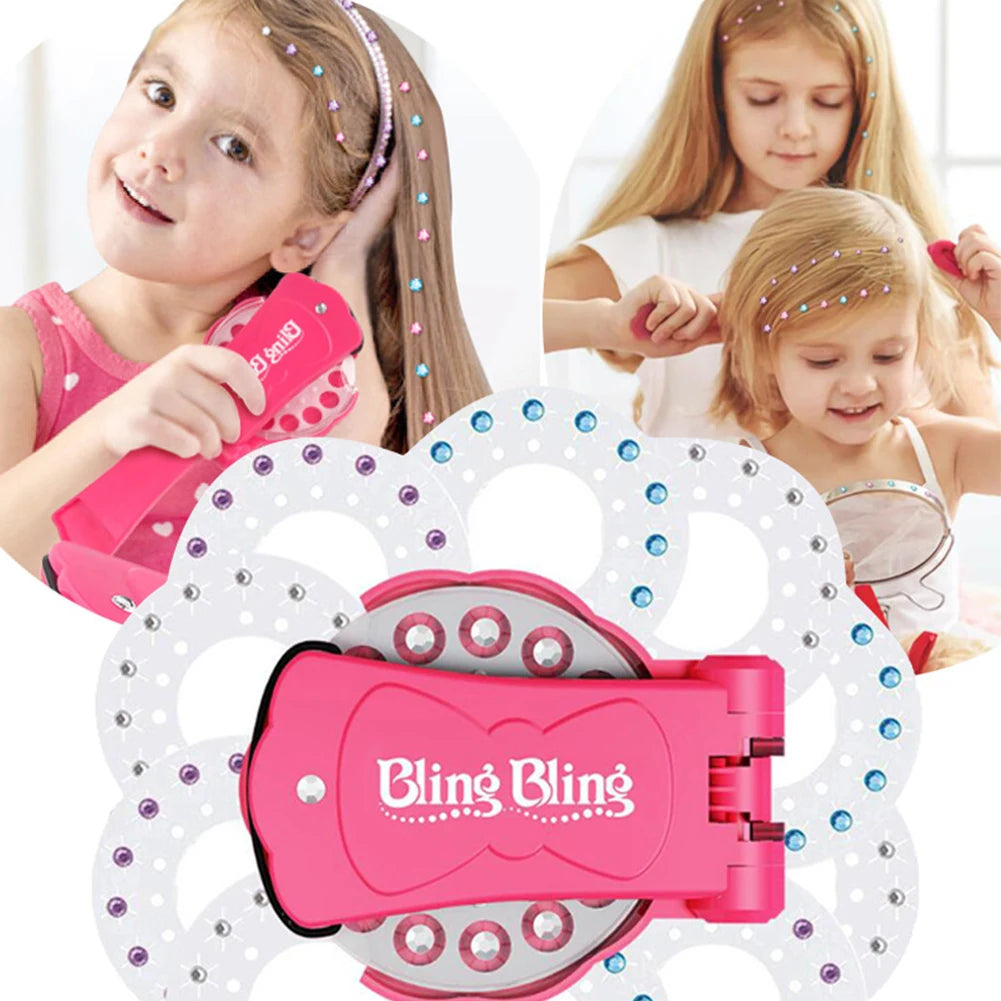 Kit de Decoración de Cabello con Diamantes de Imitación | Incluye 180 gemas y máquina aplicadora para crear peinados brillantes y personalizados. Perfecto para niñas que disfrutan del maquillaje, la moda y el juego creati