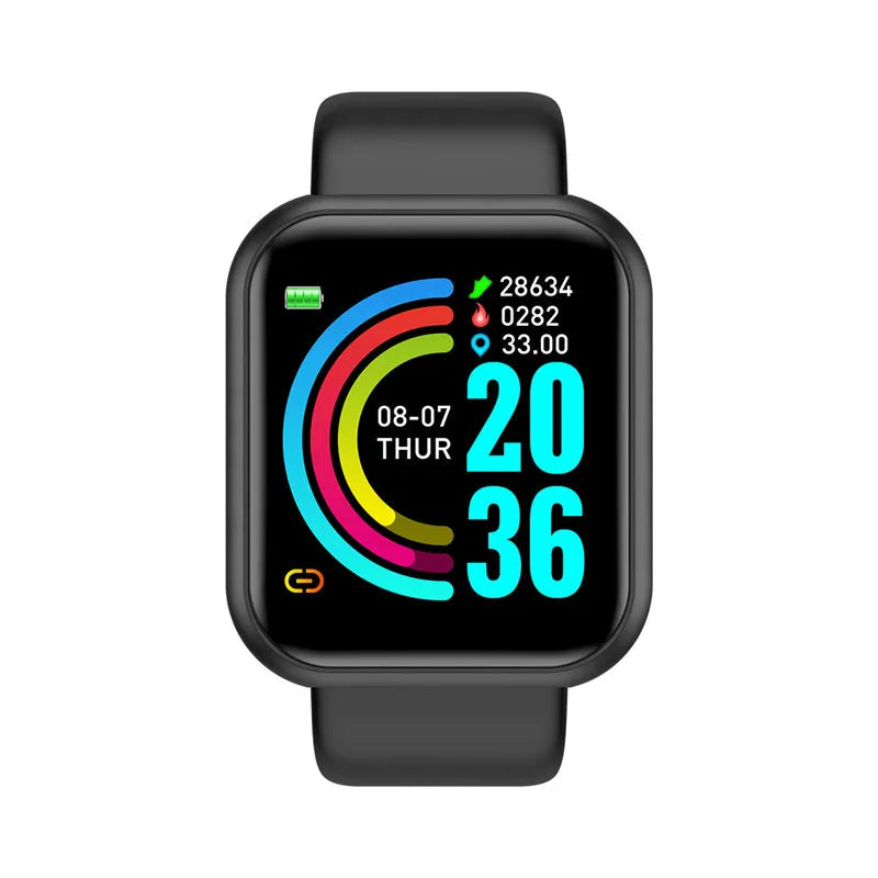 Reloj inteligente Y68 D20 con control de música, recordatorio de mensajes, calorías, distancia y monitor de actividad física para hombres y mujeres, reloj inteligente para niños y mujeres, reloj con alarma.