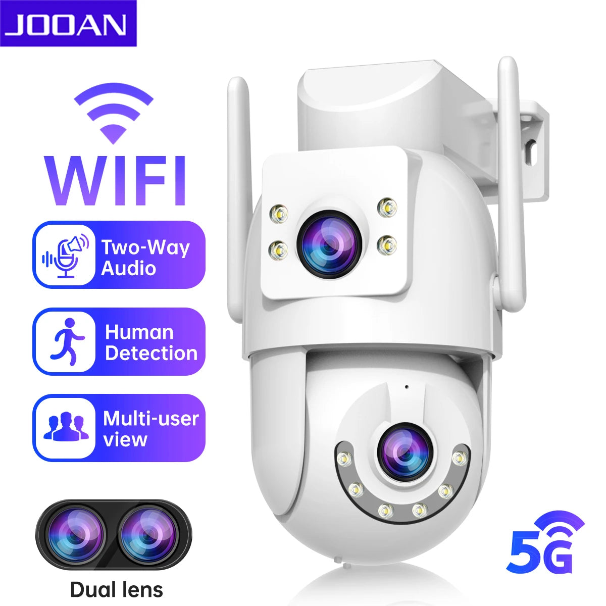 ¡Protege tu hogar o negocio con la última tecnología de vigilancia inteligente! La cámara de seguridad 4K HD PTZ WiFi con doble lente, pantalla dual, y seguimiento automático te ofrece una protección avanzada.