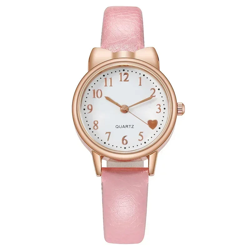 Nuevo reloj de moda para niños con esfera digital, reloj de cuarzo con correa de cuero, reloj de regalo para niñas (sin caja)