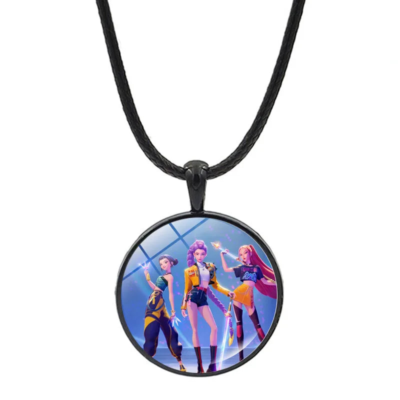 Collar y Pulsera Anime K-Pop Demon Hunters | Juego de accesorios con diseño de corazón, ideal para niñas y mujeres fanáticas del K-Pop. Perfecto para completar tu look, regalar o coleccionar, combinando estilo moderno y d