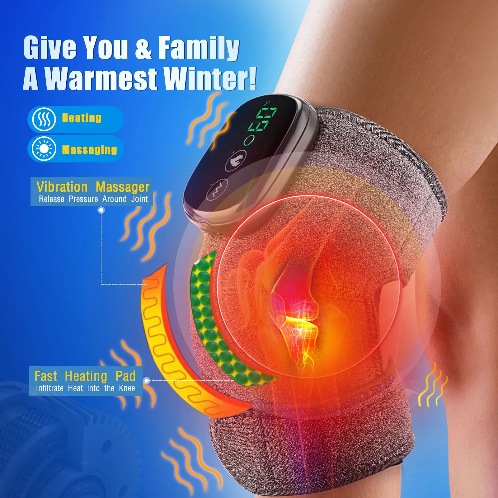 Alivio inmediato para tus articulaciones
El Masajeador Eléctrico Térmico para Rodillas, Hombros y Codos combina calor y vibración para mejorar la circulación sanguínea, reducir el dolor y relajar los músculos.