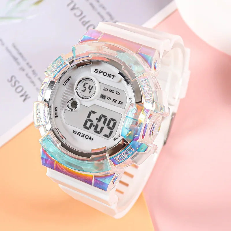 Relojes digitales LED Luminoso de moda para niños y niñas, estudiantes, reloj deportivo con alarma.