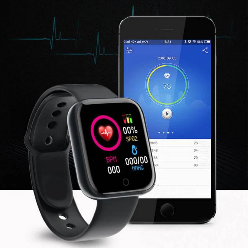 Reloj inteligente Y68 D20 con control de música, recordatorio de mensajes, calorías, distancia y monitor de actividad física para hombres y mujeres, reloj inteligente para niños y mujeres, reloj con alarma.