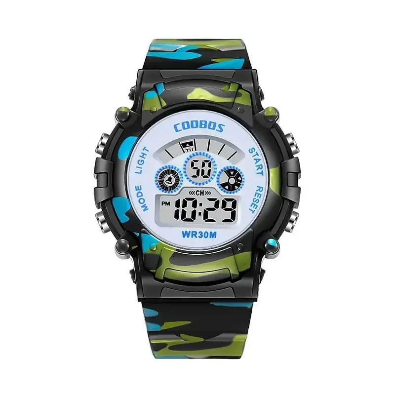 Relojes digitales militares para niños, resistente al agua, luminoso, LED, alarma, deportivo.