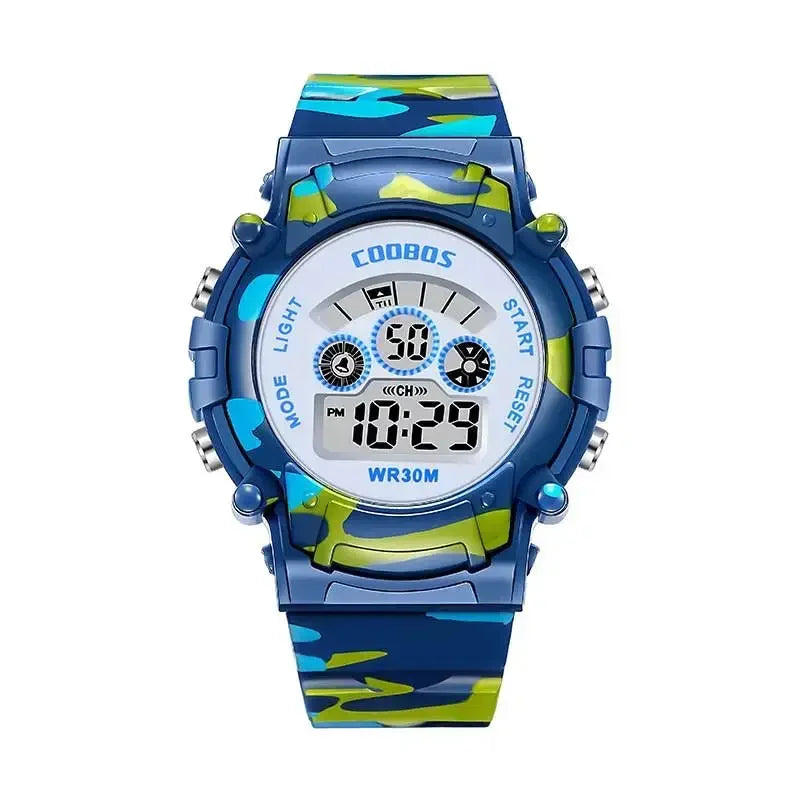 Relojes digitales militares para niños, resistente al agua, luminoso, LED, alarma, deportivo.