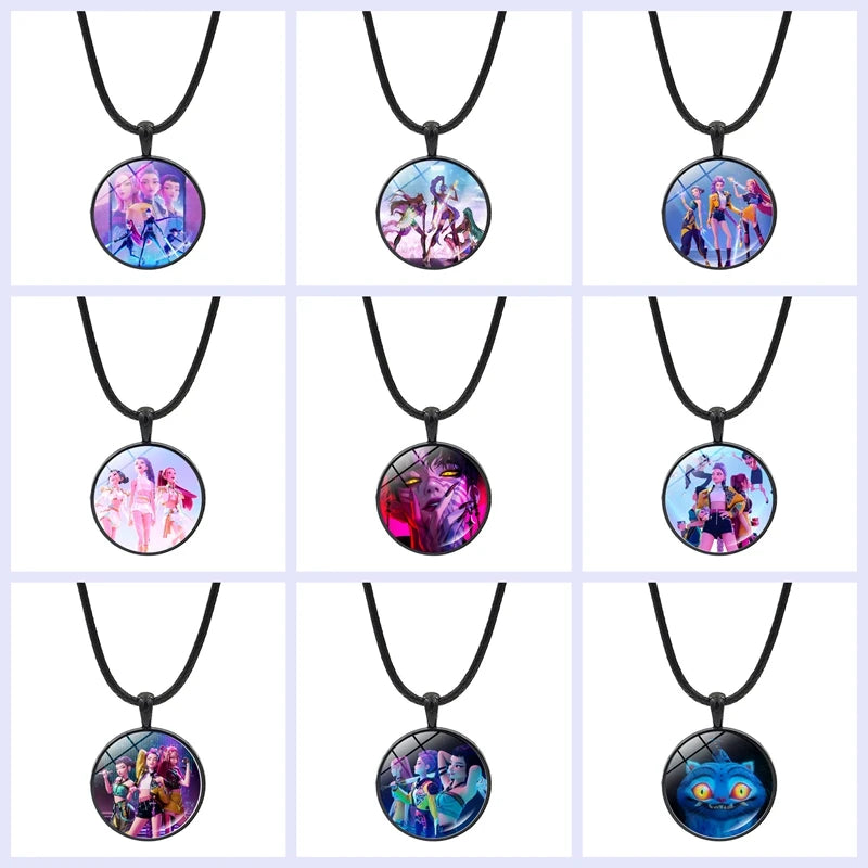 Collar y Pulsera Anime K-Pop Demon Hunters | Juego de accesorios con diseño de corazón, ideal para niñas y mujeres fanáticas del K-Pop. Perfecto para completar tu look, regalar o coleccionar, combinando estilo moderno y d