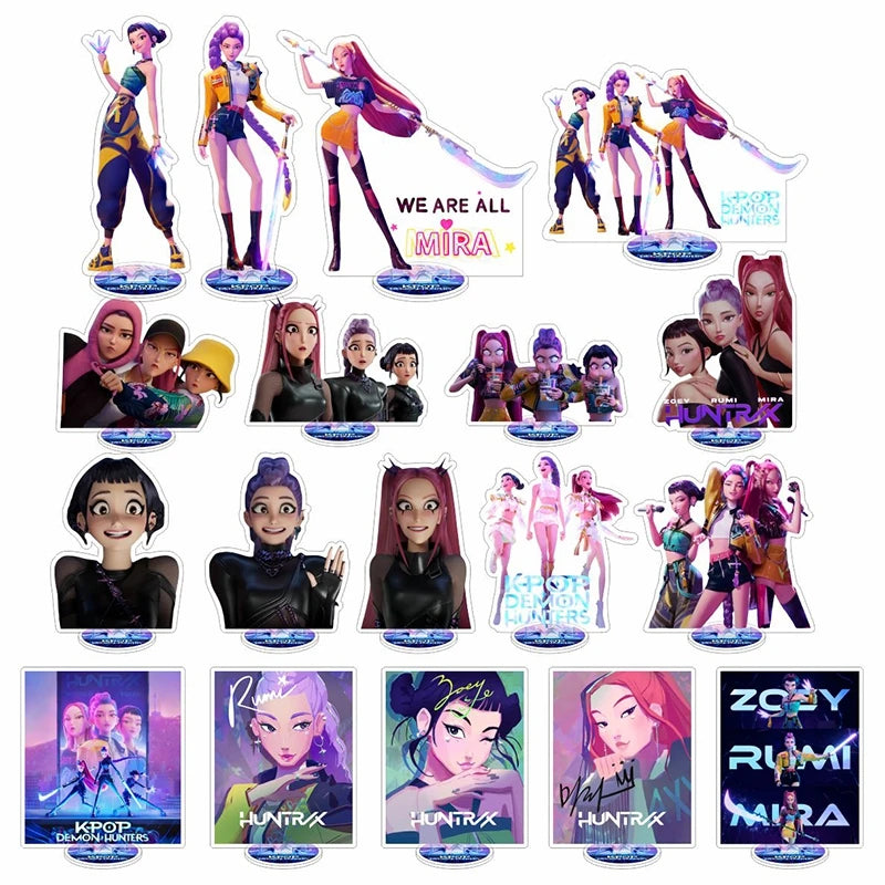 Set de Decoración de Fiesta K-Pop Demon Hunters | Incluye banner, globos, platos y mantel temático estilo anime coreano. Perfecto para cumpleaños y celebraciones, creando un ambiente divertido y único para fans del K-Pop.