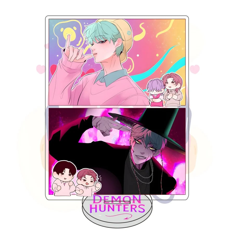 Figura Acrílica de Anime/K-Pop Demon Hunters | Soporte decorativo original para mesa, ideal para exhibir personajes favoritos. Perfecto para coleccionistas y fanáticos que buscan un toque único en su espacio.