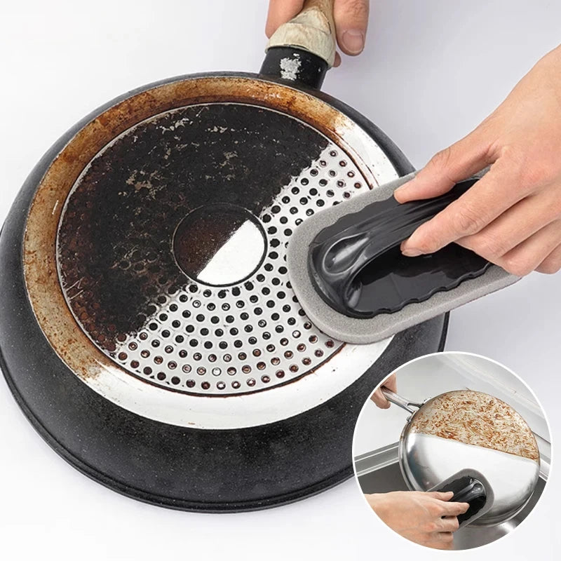 “Cepillo de Cocina Reutilizable con Esponja Abrasiva | Multiuso y Lavable, Perfecto para Eliminar Óxido, Manchas y Residuos de Ollas, Sartenes y Superficies de Cocina, con Mango Ergonómico para Mayor Comodidad.”