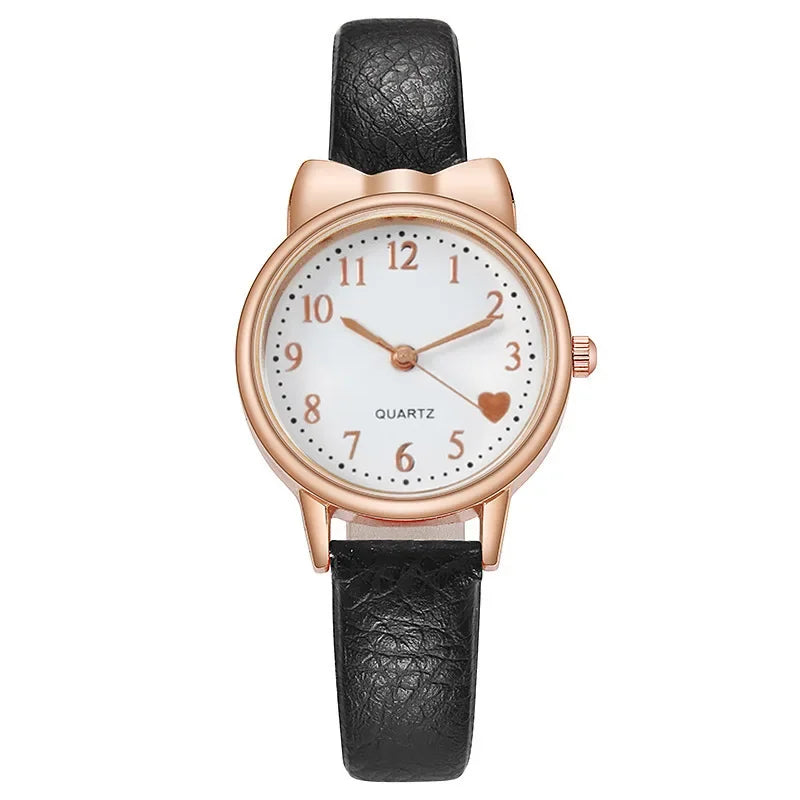 Nuevo reloj de moda para niños con esfera digital, reloj de cuarzo con correa de cuero, reloj de regalo para niñas (sin caja)