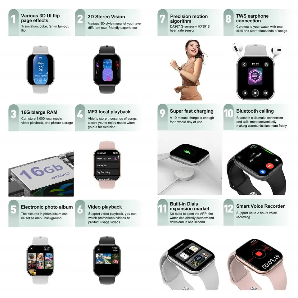 Tecnología y estilo en tu muñeca
El Smartwatch GPS Serie 9 ofrece pantalla Always-On, llamadas Bluetooth, NFC y medición de temperatura corporal. Compatible con iOS y Android, diseñado para hombres y mujeres que buscan sa