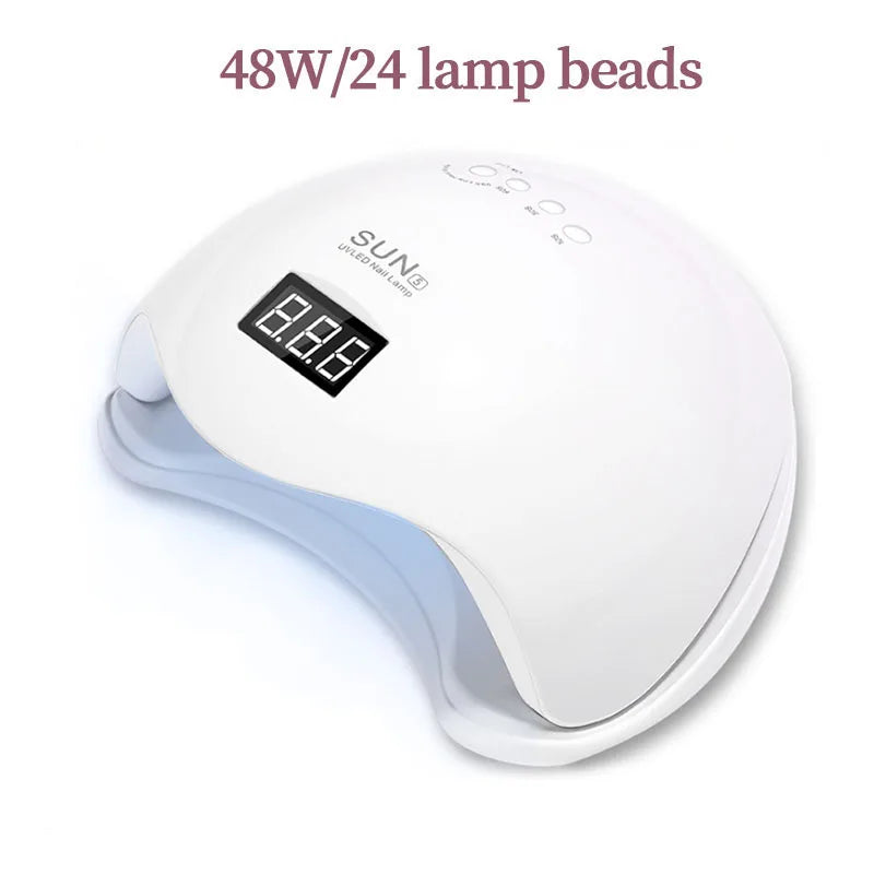 La LINMANDA SUN5 Lámpara LED UV 48W es perfecta para un secado rápido y profesional de uñas en gel. Su potente luz LED garantiza un acabado uniforme y duradero