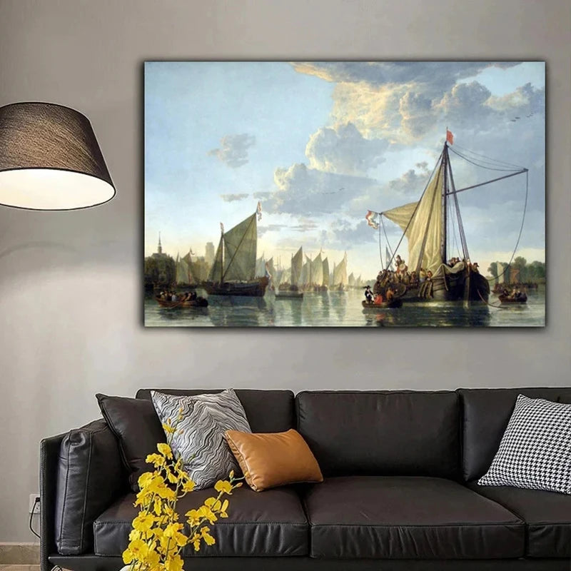 “Pintura en Lienzo de Paisaje Marino Moderno | Velero Navegando en las Olas, Impresión en Póster de Alta Calidad para decorar paredes y aportar frescura y elegancia a tu sala de estar o cualquier espacio del hogar.”