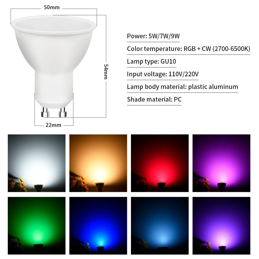 ¡Transforma tu hogar con iluminación inteligente y personalizada! Las bombillas LED inteligentes Tuya WiFi GU10 ofrecen una experiencia de iluminación totalmente nueva.