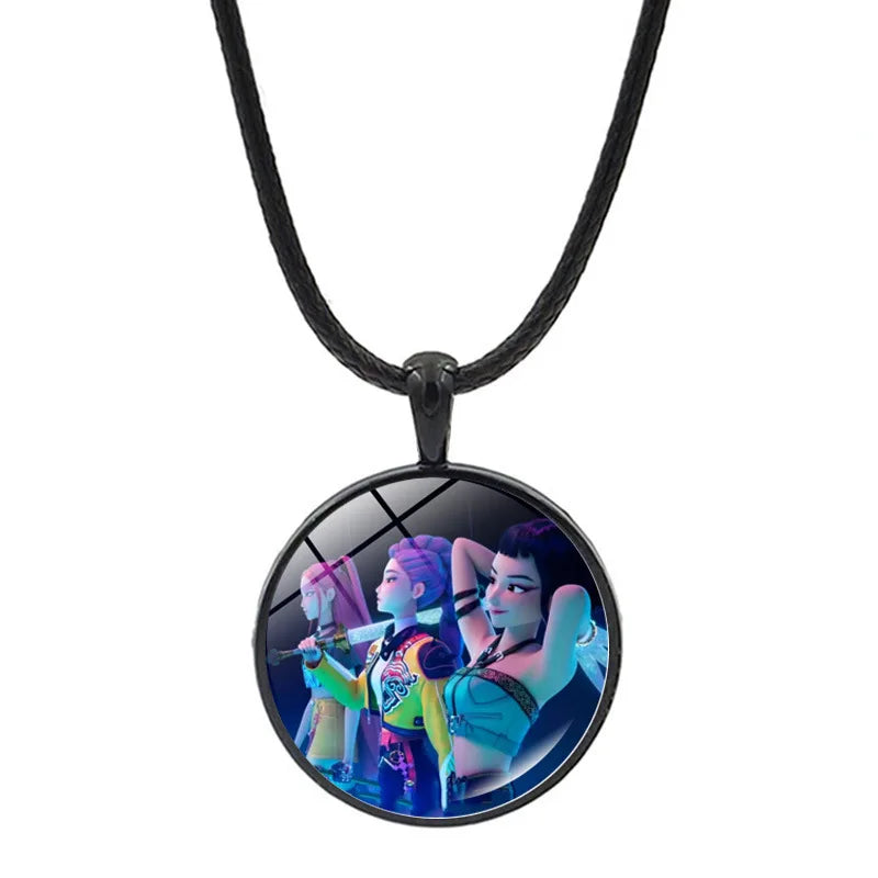 Collar y Pulsera Anime K-Pop Demon Hunters | Juego de accesorios con diseño de corazón, ideal para niñas y mujeres fanáticas del K-Pop. Perfecto para completar tu look, regalar o coleccionar, combinando estilo moderno y d
