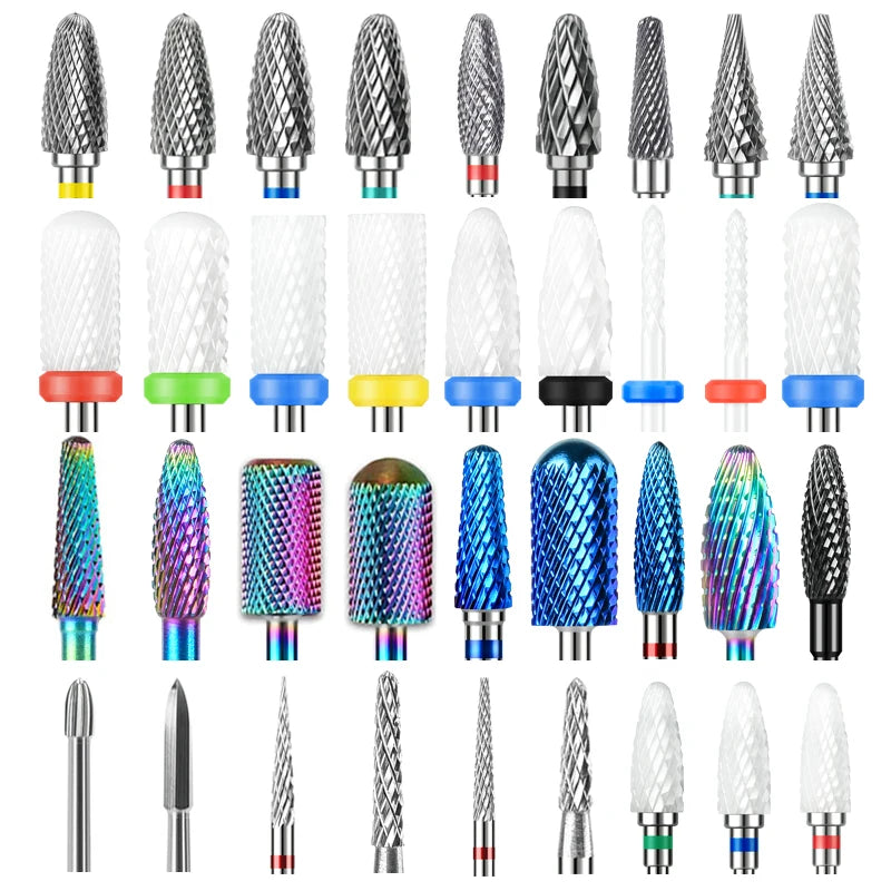 Brocas de Carburo para Torno Eléctrico – 67 Estilos | Cortadores de cerámica y carburo de alta calidad para manicura y pedicura. Ideales para retirar gel, acrílico y pulir uñas con precisión y rapidez.