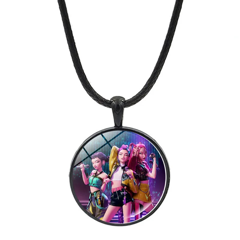 Collar y Pulsera Anime K-Pop Demon Hunters | Juego de accesorios con diseño de corazón, ideal para niñas y mujeres fanáticas del K-Pop. Perfecto para completar tu look, regalar o coleccionar, combinando estilo moderno y d