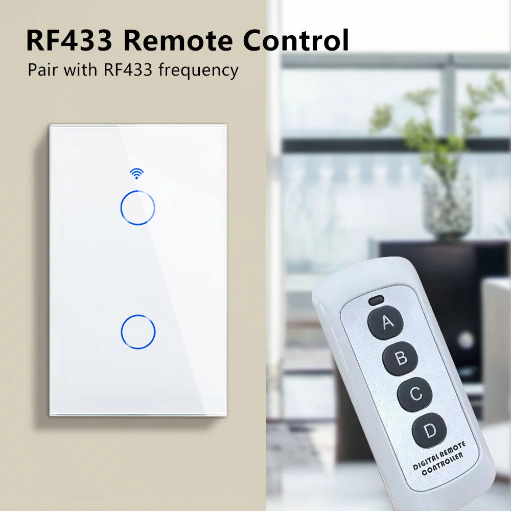 ¡Transforma tu hogar en un espacio inteligente y cómodo con un solo toque! El interruptor de pared inteligente Tuya, WiFi RF433 – 1/2/3 Gang Sin Cable Neutro con Sensor Táctil y Control por Alexa y Google Home