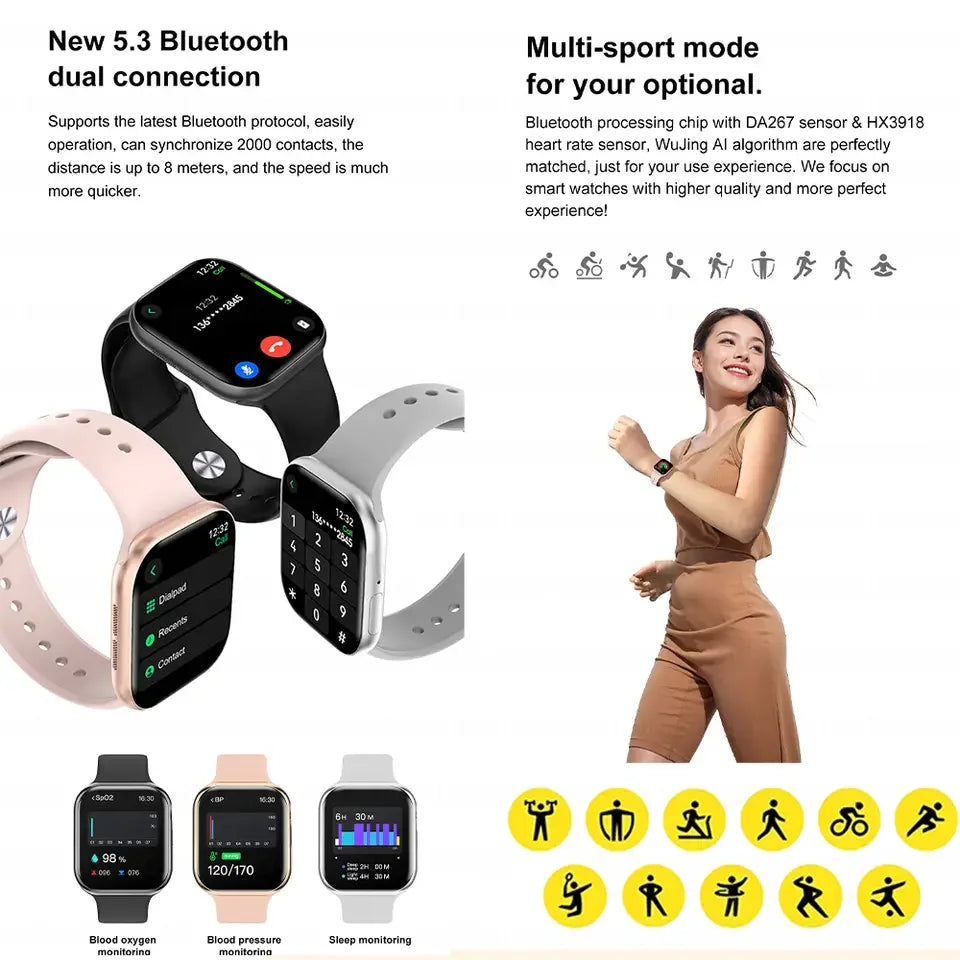 Tecnología y estilo en tu muñeca
El Smartwatch GPS Serie 9 ofrece pantalla Always-On, llamadas Bluetooth, NFC y medición de temperatura corporal. Compatible con iOS y Android, diseñado para hombres y mujeres que buscan sa