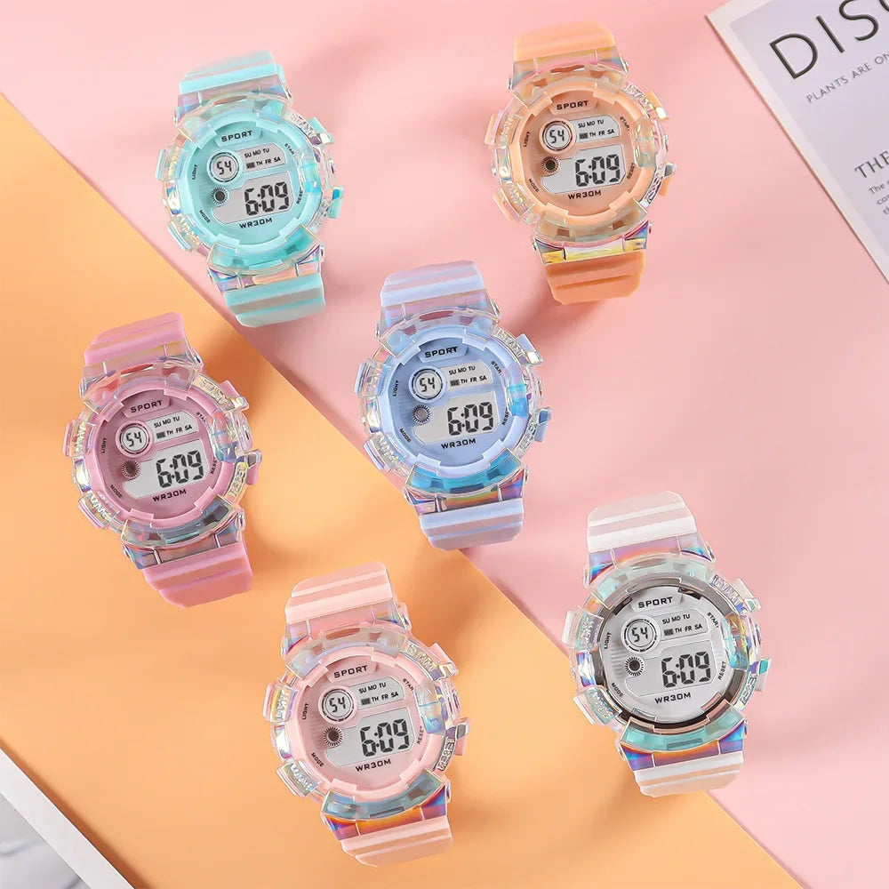 Relojes digitales LED Luminoso de moda para niños y niñas, estudiantes, reloj deportivo con alarma.