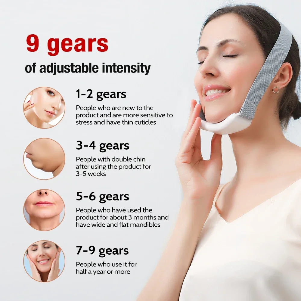 🔥 Masajeador Facial EMS | Reduce Doble Barbilla & Lifting en V. Redefine tu rostro y di adiós a la doble barbilla con este cinturón reafirmante facial. Gracias a la tecnología EMS de microcorriente, la vibración de est