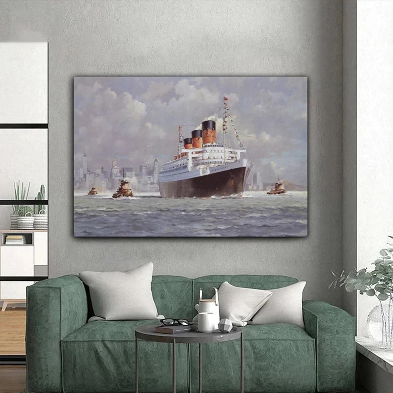 “Pintura en Lienzo de Paisaje Marino Moderno | Velero Navegando en las Olas, Impresión en Póster de Alta Calidad para decorar paredes y aportar frescura y elegancia a tu sala de estar o cualquier espacio del hogar.”