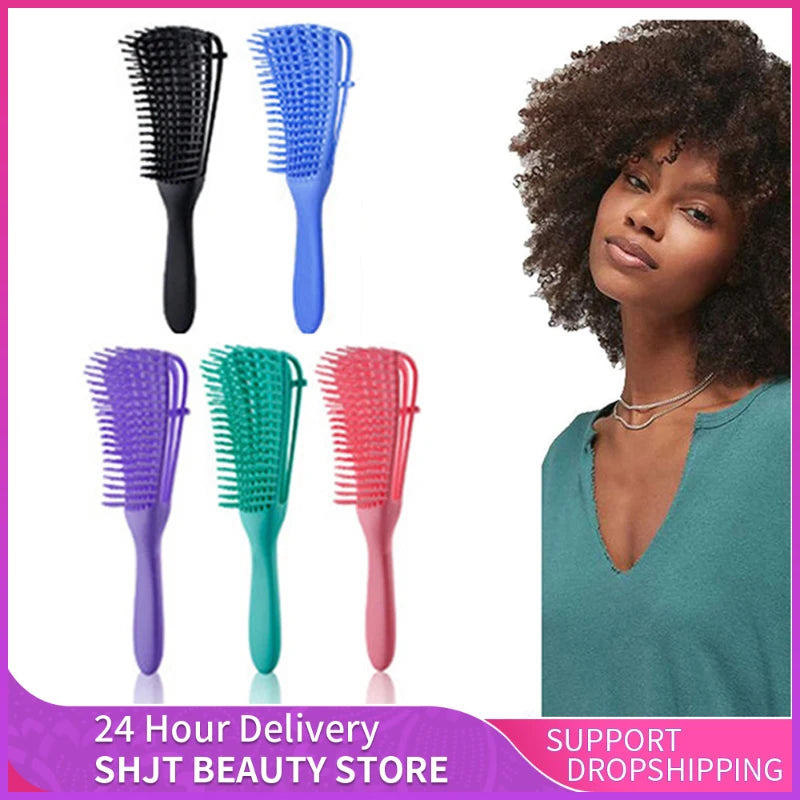Cepillo Desenredante Profesional | Ideal para cabello rizado, grueso o con nudos. Su diseño flexible tipo “pulpo” masajea el cuero cabelludo, reduce el quiebre y deja tu pelo suave y manejable.
